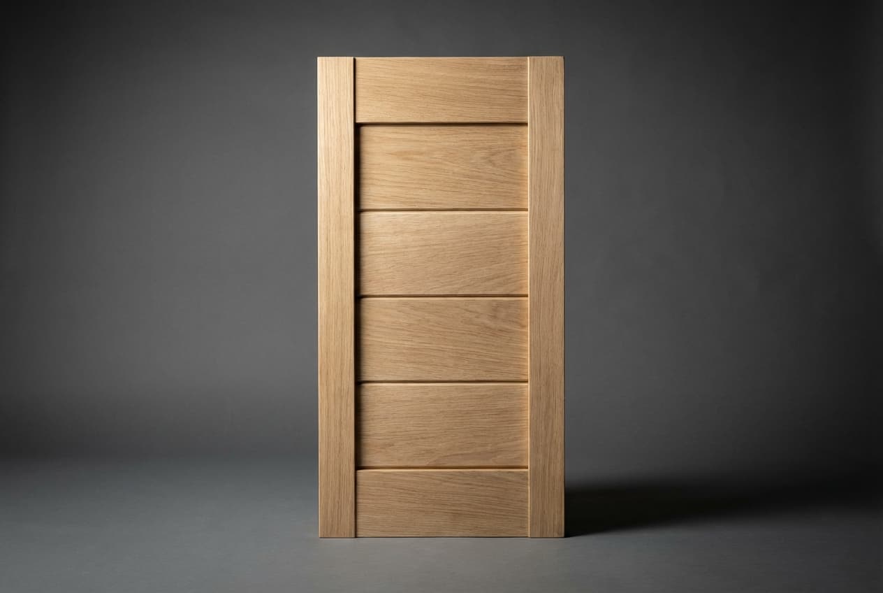 Fabriquer un volet en bois sans Z : méthodes et étapes Gros plan sur un volet en bois massif sans traverse en Z, montrant la qualité de l'assemblage et du bois.